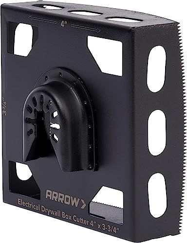 Arrow OSCGB2-1 2 Gang Electrical Box Drywall Cutting Blade for Oscillating Tools, Universal, Fits Most Multitools, Includes Adapter, Makes 4” by 3-3/4” Hole - size: 2-Gang