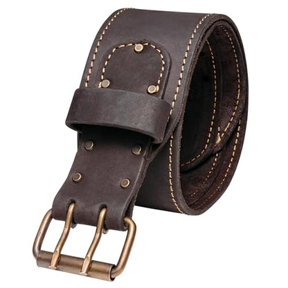 FESA Men's Leather Tool Belt - Handcrafted Top Grain Leather Tool Pouch Belt for Carpenters & Other Trade Professionals - color: Brown - 3" Wide - L