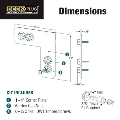 Deck Plus Ironwood 90 Degree Outside Angle, 4in, 1 Pack, Black