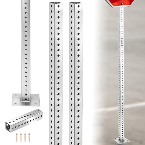 8 ft H Square Sign Post with 3 ft H Square Sign Post Base