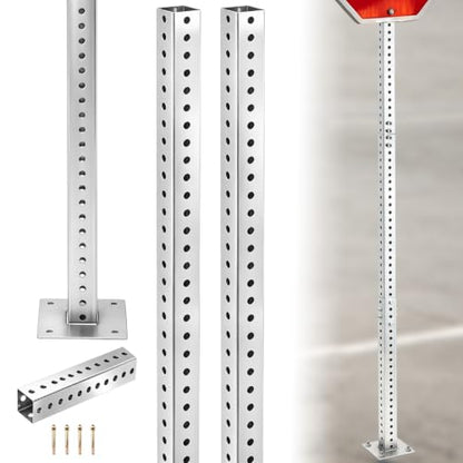 8 ft H Square Sign Post with 3 ft H Square Sign Post Base