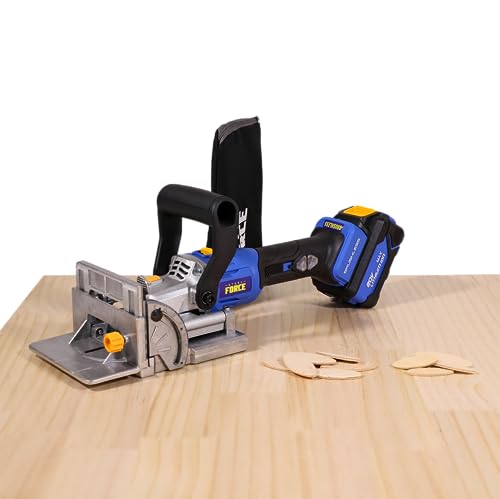 Steel Force BJ184 Wood Biscuit Plate Joiner 4" Brushless Cordless with 20V 5.0Ah Battery and Charger, 8mm 5/16" Dilling Bits, Up to 1-1/2" Drilling Depth - style: Cordless