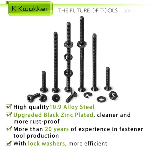 2060Pcs M2 Screw Kit Hex Socket Button & Flat Head Bolts and Nuts - size: M2 - Button Head & Flat Head