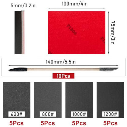 30pcs 3x4 Inch Sanding Sponge and Sanding Sticks Kit, Medium Soft Foam Hand Sander Blocks Pads 600 800 1000 1200 Grit for Wood - style: Medium Kit