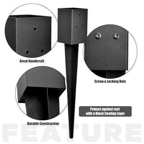 6-Pack 36"x4"x4" Fence Post Anchor Heavy Duty Metal Ground Spike - size: 36IN
