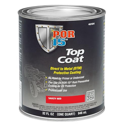 POR-15 Top Coat Paint, Direct to Metal Paint, Long-term Sheen and Color Retention, 32 Fluid Ounces, Safety Red