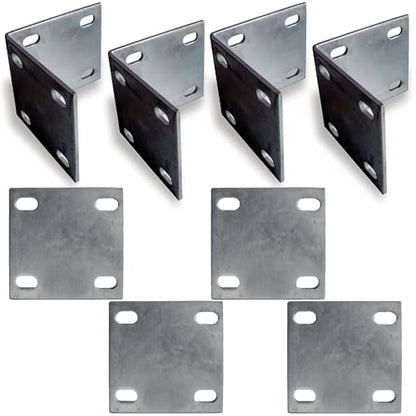 Multinautic Brackets and Plates Kit Structural Inside Corners (x4) with Back Plates (x4) for Wood Dock Frame Assembly, 1/4" Thick Hot-Dip Galvanized Dock Frame Reinforcement Brackets and Plates Kit