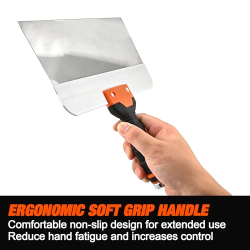 Vanquish 10 Inch Stainless Steel Drywall Taping Knife Scraper with Flexible Blade and Soft Grip Handle (3521) - size: 10 Inch