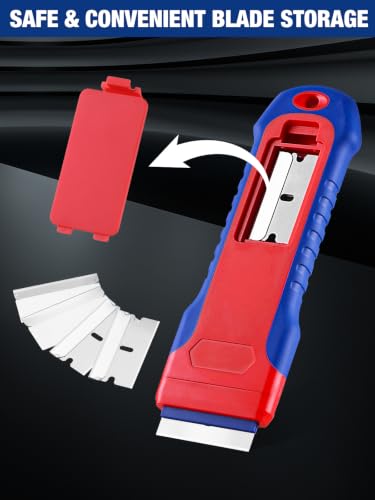 WORKPRO 2-Pack Retractable Razor Scrapers with 182 Metal & Plastic Blades - size: 2 Pack + 182 Blades