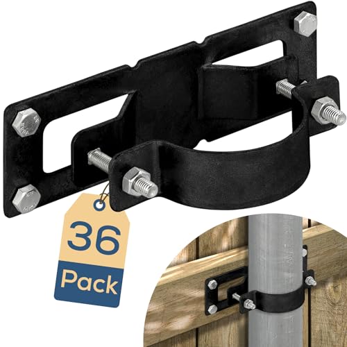 36 Pack Fence Brackets, Black Fence Frame, They use to Attach a Wooden Fence to a Chain Link, Anyone Wants to Convert Their Wooden Poles to Metal Poles (Black) - color: Set 36, size: Powder Coated Black Color