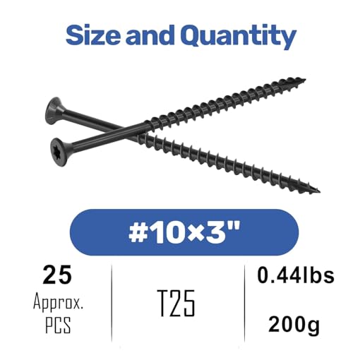 WELLOCKS #10 x 3 in Black Deck Screws, 0.44 lbs Trial Size - size: #10×3", style: Trial size 0.44LBS
