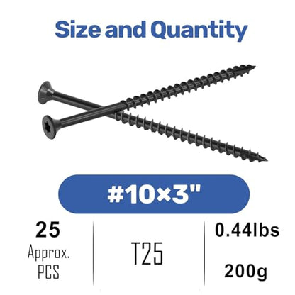 WELLOCKS #10 x 3 in Black Deck Screws, 0.44 lbs Trial Size - size: #10×3", style: Trial size 0.44LBS
