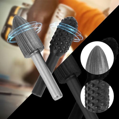 Rotary Drill Bits Set Wood Carving File Rasp Drill Bit（Black＆silver-11pcs - color: Black＆silver-11pcs