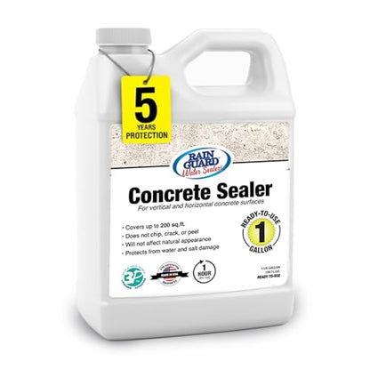 Rain Guard Concrete Sealer 1 Gallon | Ready to Use | Natural Finish | Deep Penetrating Protection Against Water and Salt Damage for All Concrete Surfaces | Silane/Siloxane Waterproofer - size: 1 Gallon