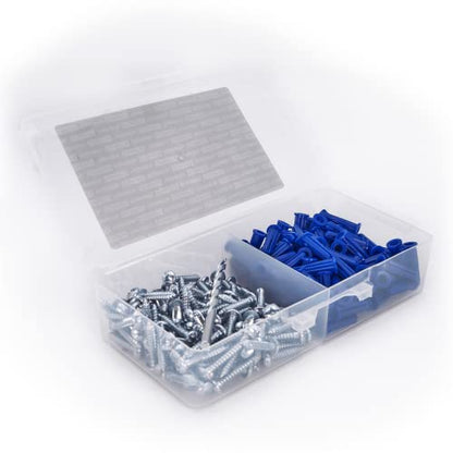 CONFAST® #10-12 Plastic Conical Blue Bantam Drywall Wall Anchor Kit PAK1012, Includes (100) Anchors, (100) Screws and (1) Drill bit (201 Pieces) - size: #10 #12