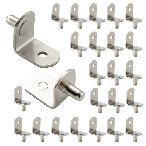 3/16 Inch Shelf Pins, Right Angle Cabinet Shelf Supports, 25 Pack