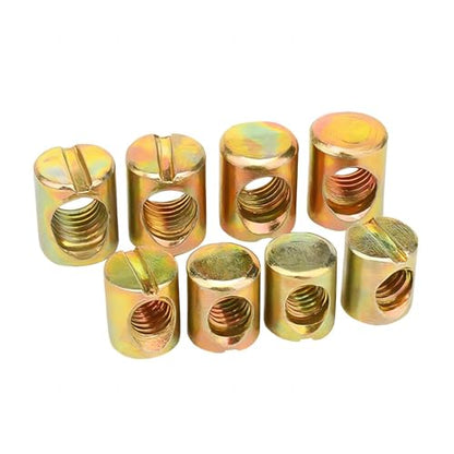 Qrity 20 PCS M6 Barrel Nuts M6x10mm Furniture Barrel Nuts, Cross Dowels Slotted Nuts for Furniture Beds Crib and Chairs - size: M6x10mm