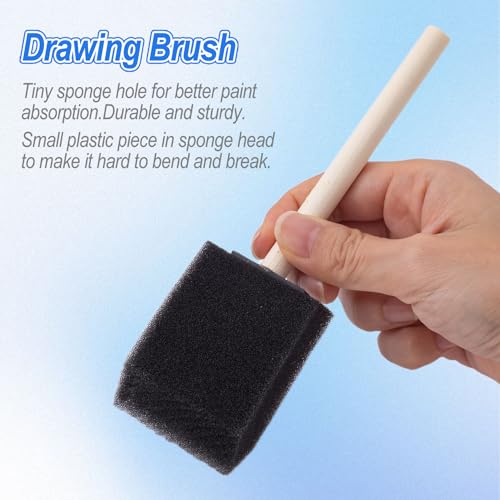 SmallCat 10 PCS Foam Paint Brushes, 1" 2" Foam Sponge Brushes for Varnishes, Reusable Sponge Brushes with Wood Handles for Painting, Staining, and DIY Crafts - Black - size: 10 PCS, 1" 2"