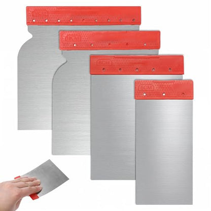 4Pcs Stainless Steel Body Filler Spreader, 4 Sizes Metal Putty Knife