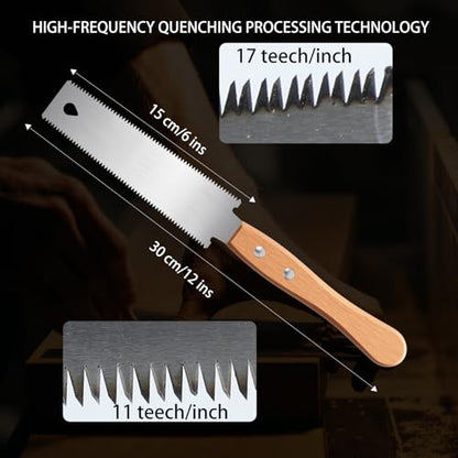 Wooden SawSet, Including One Medium Length Cutting Saw 10.5" and One Double-Sided Saw 6",for Home Pruning, Logging, Woodworking,Landscaping. - style: Medium Length Saw+small Saw
