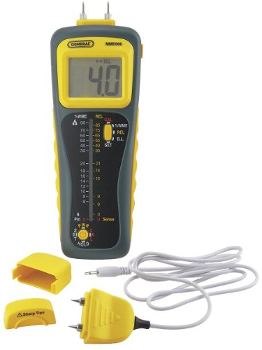 General Tools Wood Moisture Meter MMD900 - Humidity Sensor - Pin Type / Pinless Device - style: Remote Probe