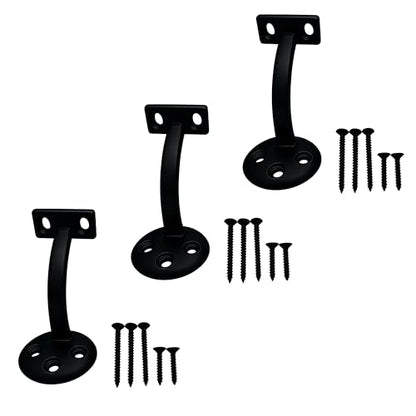 Handrail Bracket, 3 Pack Heavy Duty Hand Rail Bracket for Home or Office Stairways Handrail, Satin Black