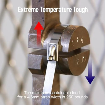 Metal Zip Ties of 300 Pcs, 6+8+11.8 inch 304 Stainless Steel, Heavy Duty, Industrial-Grade, Silver, for Pipe, Auto Repair, Exhaust Wrap, Heat Resistant Fencing Ties - size: 6'+8'+11.8'(300 PCS)