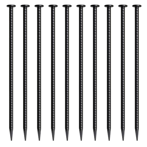 16 Inch Rebar Stakes 10 Pack Heavy Duty Ground Anchors 1/2 Inch Diameter Galvanized Steel Asphalt Anchoring Metal Spikes for Speed Bump, Parking Curb and Camping Tent - size: T-16"x1/2"-10pcs