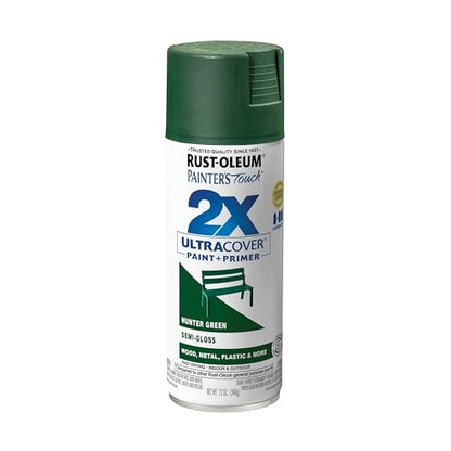 Rust-Oleum Painter's Touch 2X Spray Paint, Semi-Gloss Hunter Green - color: Semi-Gloss Hunter Green, size: 12 Ounce (Pack of 1)