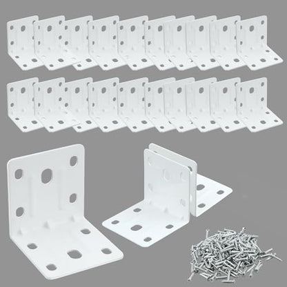 Alise 20 Pack White 2x2in L Brackets Heavy Duty Metal for Wood Furniture - color: White, size: (20P) 2X2 inch