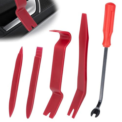BFXM 5PCS Auto Trim Removal Tool kit,Clip Pry Tools Kit No Scratch Plastic - color: Red