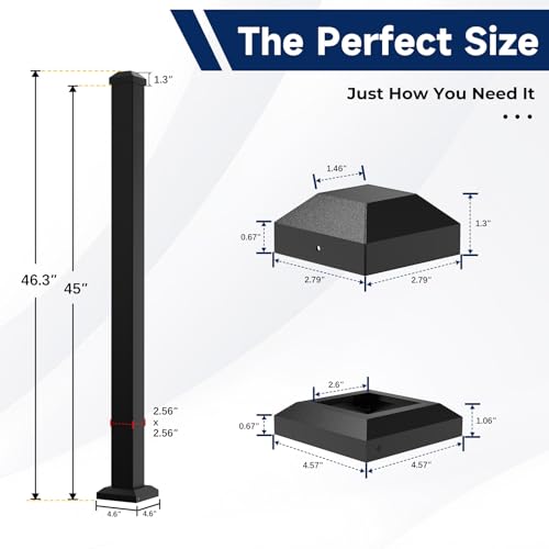 Egadis 2.56 in x 2.56 in x 45 in Aluminum Railing Post with Screws - color: The 45in Post - 1Pack