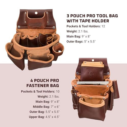 Occidental Leather Seven Bag Framer Set - Large - 23 Pockets & Tool Holders - Premium Top-Grain Leather - Made in USA - size: Large