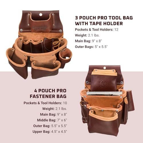 Occidental Leather Seven Bag Framer Set - Small - 23 Pockets & Tool Holders - Premium Top-Grain Leather - Made in USA - size: Small