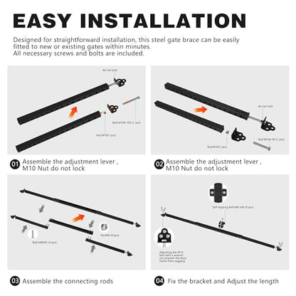 8' Telescopic Gate Brace,Extends from 52 to 98 Inches - size: 8' Telescopic (52" - 98")