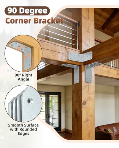 Heavy Duty L Brackets, 5x5 Inch, 300 LBS, Galvanized, 8 Pack - color: Galvanized-8PCS
