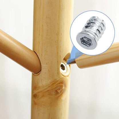 OIIKI 10 Pack Threaded Inserts, 1/4"-20 x 15mm Screw in Nut Threaded Wood Inserts, for Wood Furniture(with 1/4" Allen Wrench) - color: 10 pack, silver