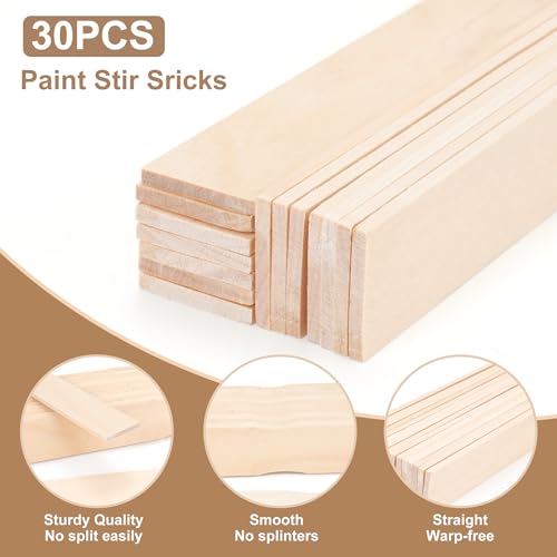 30 Pcs Wooden Paint Stirrers,12 Inch Mixing Sticks