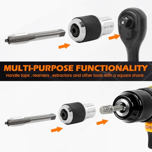Tap Socket Set, 2pcs Tap Sockets With 1pc 3/8" Socket Adapter, Adjustable Taps Extractor Tool, Durable Threading-Tap Extractors for Taps Reamers Screw Extractors