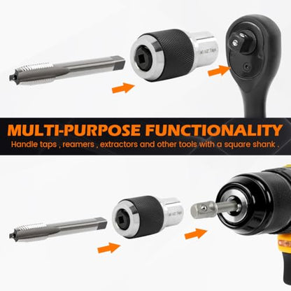 Tap Socket Set, 2pcs Tap Sockets With 1pc 3/8" Socket Adapter, Adjustable Taps Extractor Tool, Durable Threading-Tap Extractors for Taps Reamers Screw Extractors