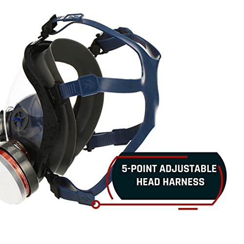 Parcil Distribution Full Face Respirator Mask - Air Purifying, Organic Vapor & Particulate - Industrial Use - CE Tested - color: Black