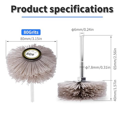 2pcs Nylon Wheel Brush, 80 Grit, 6mm Shank - style: 2Pcs 80#