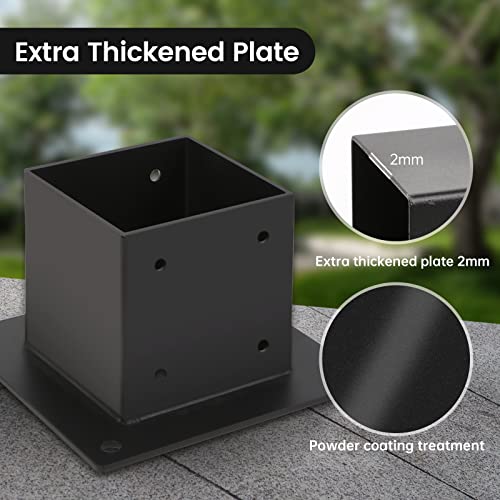 4×4 Post Base, Deck Post Brackets,Inner Size 3.5"x3.5" Thick Steel Fence Post Anchor Base,Heavy Duty Metal Black Powder Coated,for Supports Porch Railing Post Holders Pergola Brackets Kit - size: 1Pack Post Base 4x4"