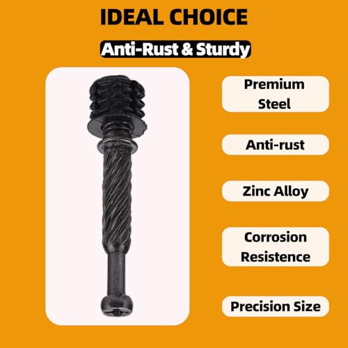 M7 x 34 mm Cam Lock Screw for Furniture 50PCs Cam Screws, Furniture Fasteners Compitable with IKEA Hardware Parts, Repair Spare Parts Nut & Bolt Assortment Sets Gray Black Ripples - size: M7x34mm