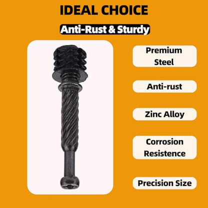 M7 x 34 mm Cam Lock Screw for Furniture 50PCs Cam Screws, Furniture Fasteners Compitable with IKEA Hardware Parts, Repair Spare Parts Nut & Bolt Assortment Sets Gray Black Ripples - size: M7x34mm