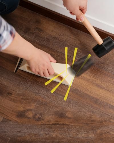 Floor Gap Fixer Tool Kit with Rubber Mallet & Nylon Tapping Block, Flooring Installation and Repair Tools for LVP, Vinyl, Laminate, Wood and Hardwood Plank Floors