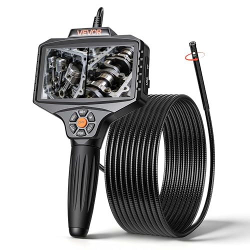 VEVOR 360° Borescope with Innovative 360° Motorized Rotation Probe, 5" 16.4FT Endoscope Inspection Camera, 1080P HD Rigid Snake Scope Cam for Wall Automotive Engine Inspect - size: 5" - 16.4 ft Length