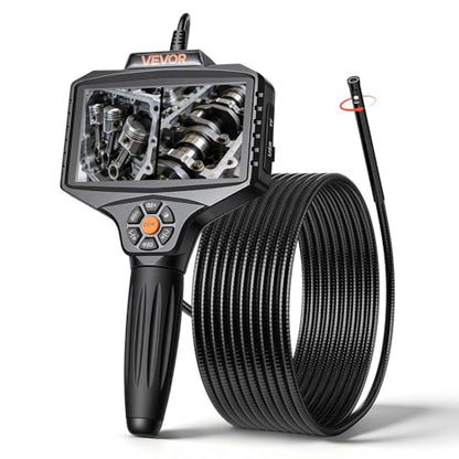 VEVOR 360° Borescope with Innovative 360° Motorized Rotation Probe, 5" 16.4FT Endoscope Inspection Camera, 1080P HD Rigid Snake Scope Cam for Wall Automotive Engine Inspect - size: 5" - 16.4 ft Length