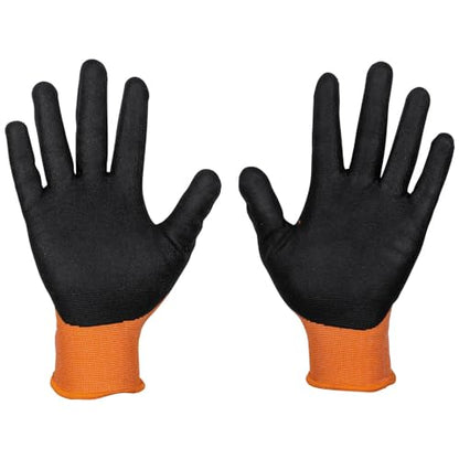 Klein Tools 60581 Work Gloves, Knit Dipped Cut Resistant ANSI A1 Nitrile Coated Gloves, Nylon-Spandex, Touchscreen Capable, Large, 2-Pair - size: Large, style: 2-pair Pack