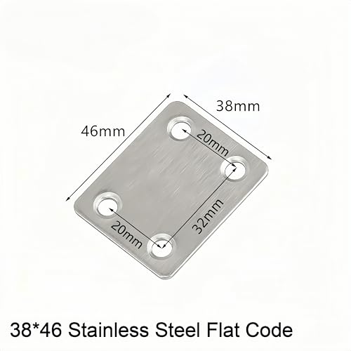 4 Pack Stainless Steel 304 Mending Plate, 38x46x2mm Flat Fixing Joining Brace for Wood, Heavy Duty Metal Brackets with Screws Included - color: Silver, size: 38x46x2mm